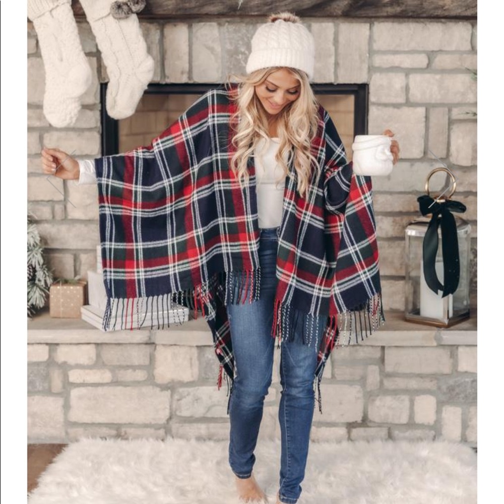 Plaid Pink Lily Poncho